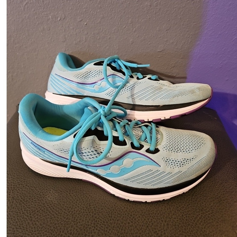 Saucony Ride 14 Sneakers Womens Size 12 Running Shoes Light Blue EUC*Insoles(S90
